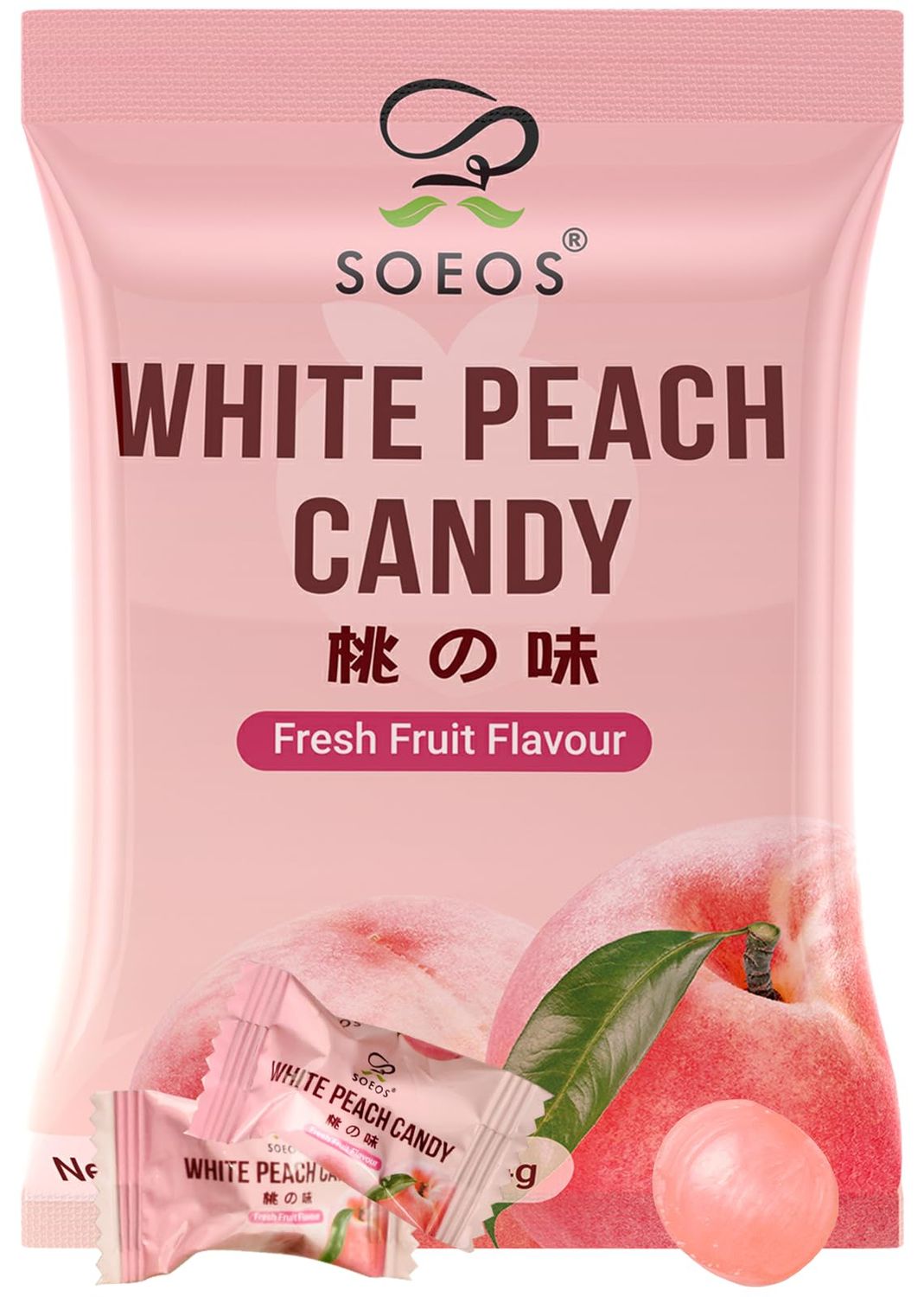 Soeos White Peach Hard Candy, Classic Series Chinese Hard Candy, 16 oz (Pack of 1)