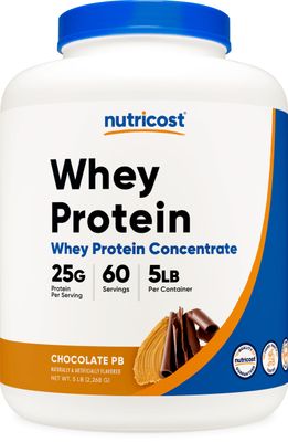 Nutricost Whey Protein Concentrate (Chocolate Peanut Butter) 5LBS - Gluten Free &amp; Non-GMO