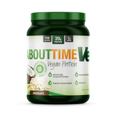 About Time Natural Vegan Protein Chocolate 2lb - 24g Protein, Non-GMO, Plant Based, Gluten Free, Soy Free, Dairy Free, 32 Servings