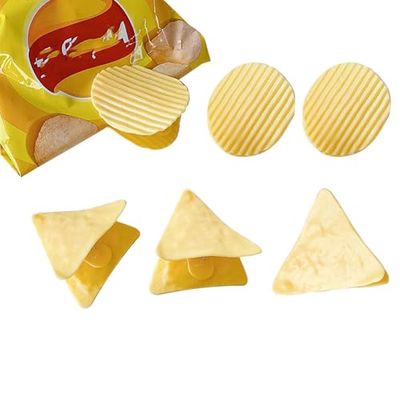 HMELUNE 6Pcs Crisps-Novelty Creative Realistic Potato Chips Crisps Shape Snack Clips Cute Food Carrot Animals Cats Dog Theme Food Snack Bag Clips Kitchen Clips Seal Opened Food Package Sealer