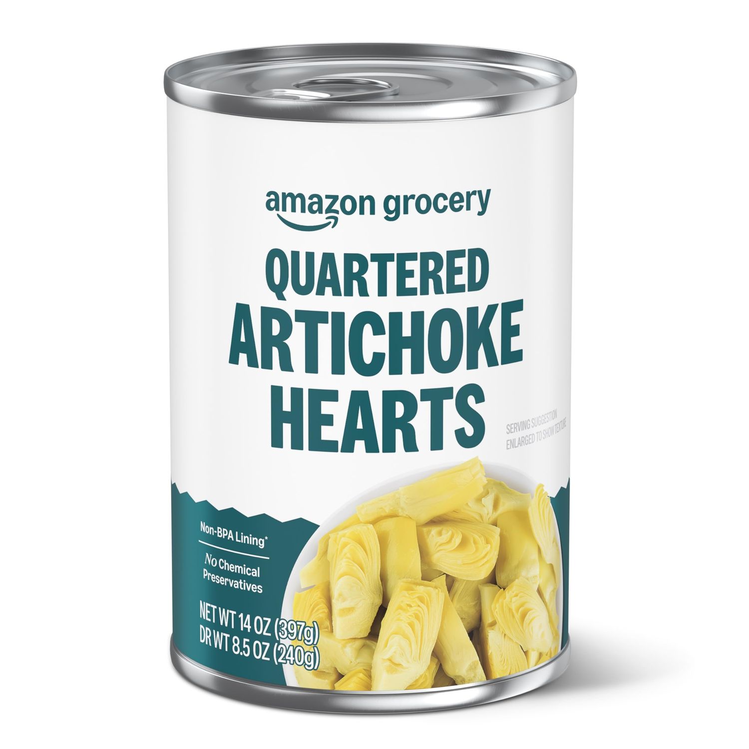 Amazon Grocery, Canned Artichoke Hearts, Quartered, 14 Oz (Previously Amazon Fresh, Packaging May Vary)