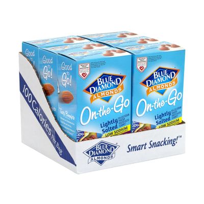 Blue Diamond Almonds, Low Sodium Lightly Salted, 100 Calorie On-The-Go Bags, 0.6 Ounce (Pack of 7)