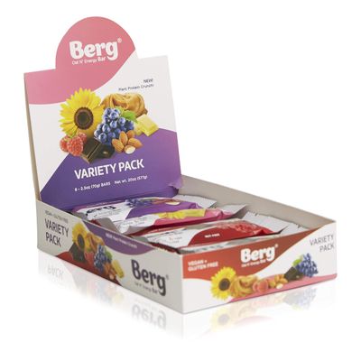 Berg Oat N&#39; Energy Bar  Variety Pack  Plant Based Protein Bar  Non-GMO, Gluten Free, Nut Free and Vegan  Low Sugar, Healthy Snack Bar  High Fiber  On The Go  2.5oz (8 Packs)