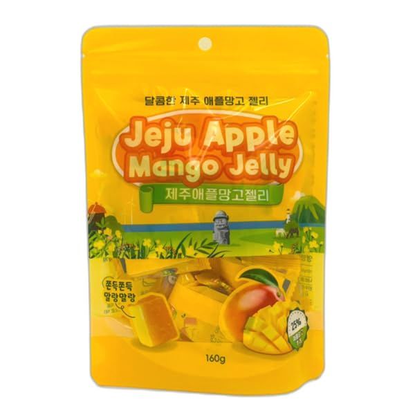 Jeju Apple Mango Jelly, Gummy - Tropical Mango Flavor Gummies from Jeju, 100% Natural Ingredients, Perfect for Desserts, Snacks, and Smoothies, HACCP Certified - 160g