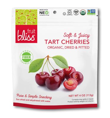 Organic Dried Cherries, Dried Fruit Snacks - Soft &amp; Juicy Pitted Tart Cherry - Organic Fruit Snacks, Natural Dried Fruit Pouches, Non-GMO, Gluten-Free, Vegan Snacks (3 Pack - 4 Oz)