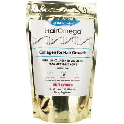 DrFormulas HairOmega Collagen for Hair Growth Protein Powder, Peptides from Bovine Collagen Hydrolysate - Unflavored/Tasteless, 16oz