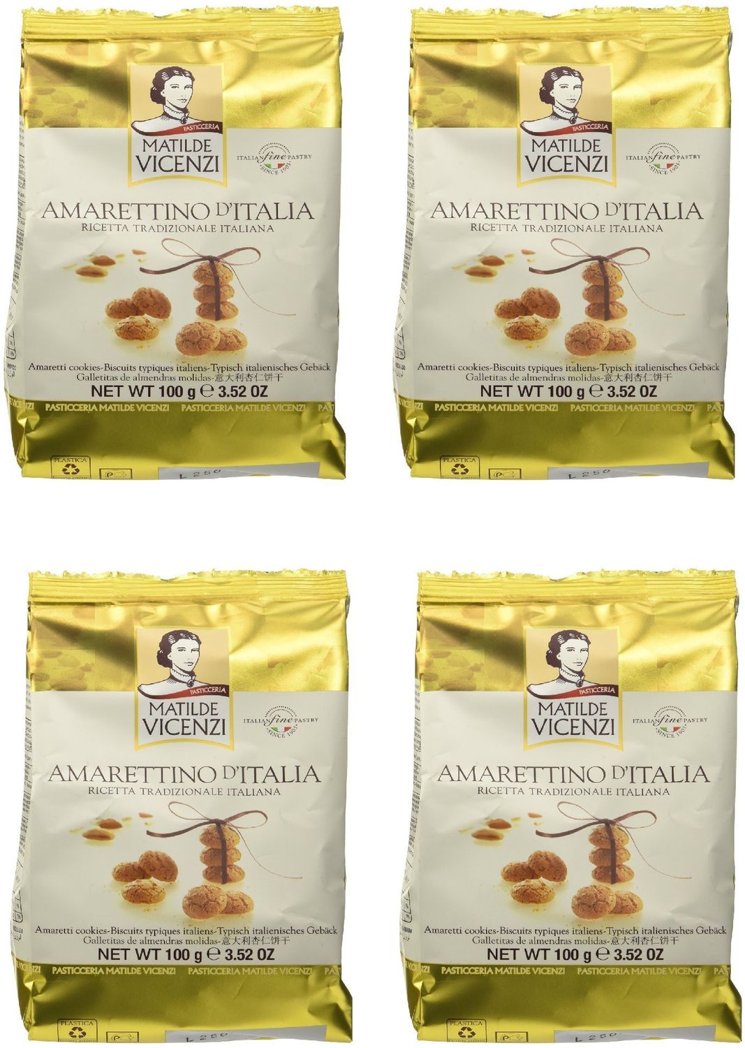 Vicenzi: &quot; Amarettino d&#39; Italia&quot; Amaretti Cookies 3.52 Ounce (100gr) Packages (Pack of 4)  Italian Import