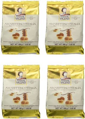 Vicenzi: &quot; Amarettino d&#39; Italia&quot; Amaretti Cookies 3.52 Ounce (100gr) Packages (Pack of 4)  Italian Import
