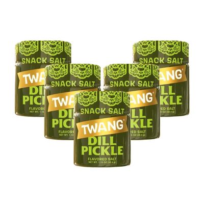 Twang Twangerz Flavored Salt Snack Topping  Perfect for Popcorn, Fruit, Veggies &amp; More!  Gluten Free, Vegan, All Natural  Gift Pack of 5, 1.15 oz. by Lyza&#39;s Sweets &amp; Treats (1.15 oz., Dill Pickle)