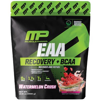Muscle Pharm EAA Recovery  BCAAs, Post Workout Essential Amino Acids Powder, Pre Workout Energy Supplement for Men &amp; Women with Branched Chain Amino Acids, 30 Servings (Watermelon Crush)