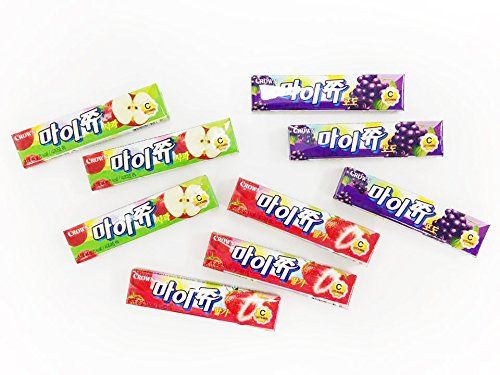 Korean Chewy Fruit Snack My Jju Gummy Variety Pack - Strawberry, Grape, Apple (Pack of 3)