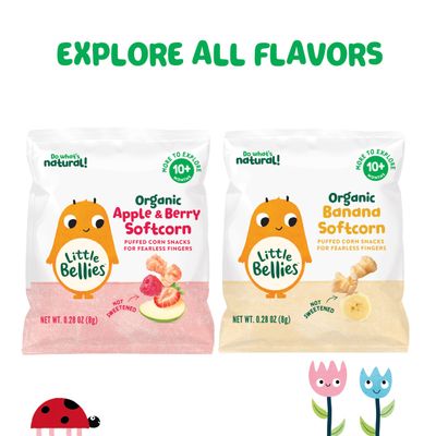 Little Bellies Organic Softcorn Variety Pack, Apple &amp; Berry and Banana (Pack of 18 x 0.28 oz Individual Packs)