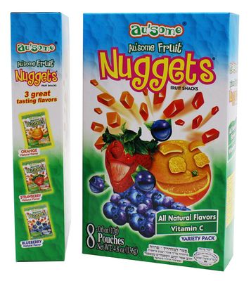Fruit Juice Nuggets Gift Box Snack - 0.6 ounces, 3 Boxes of 8 pack - Kosher All Natural Flavors Vitamin C - By Au&#39;Some