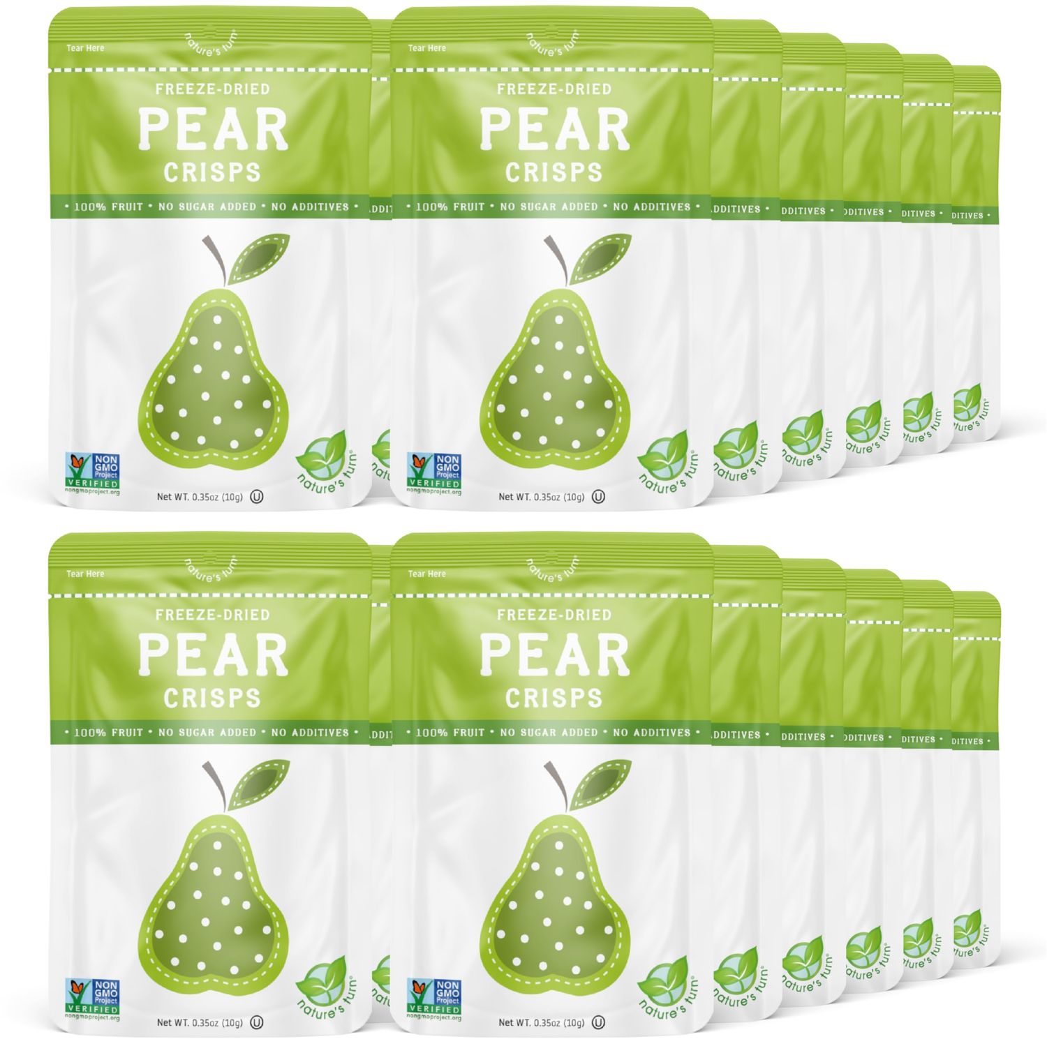 Natures Turn Freeze-Dried Fruit Snacks, Pear Crisps, Pack of 24 (0.35 oz Each)