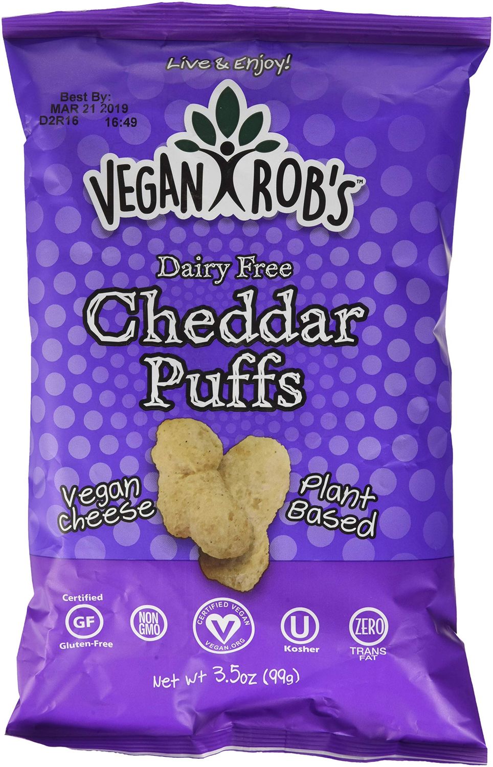 Vegan Rob&#39;s Dairy Free Cheddar Puffs, 3.5 oz