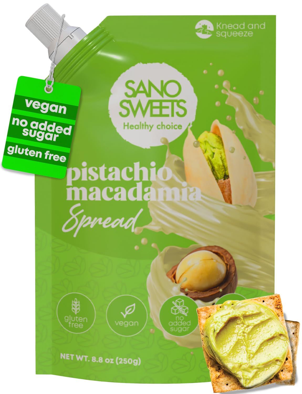 Pistachio Cream Butter Paste Syrup Spread Sugar-Free Organic No Sugar Added Vegan Macadamia Healthy Alternative Gluten-Free Smooth No Palm Oil Perfect For Pancakes Desserts Smoothies Low-Carb Snack