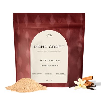 Maha Craft Plant Based Protein Powder  Vanilla Spice  25g of Organic Vegan Protein  Prebiotic Fiber  Low Carb  No Added Sugar  Gluten &amp; Dairy Free