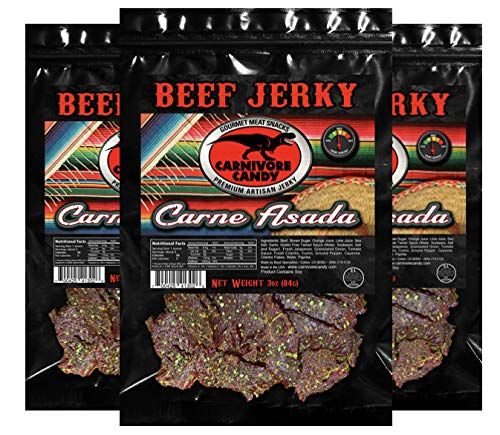 Carnivore Candy Beef Jerky Three Pack (Three 3 oz bags) Carne Asada As seen on SHARK TANK