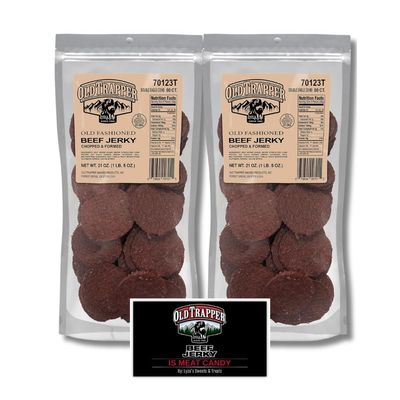Old Trapper Double Eagle Beef Jerky Gift Set - Old Fashioned - Pack of 2, 21 oz. Bags (80 Pieces Per Bag) with Bonus Old Trapper Magnet by Lyza&#39;s Sweets &amp; Treats
