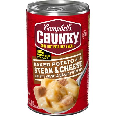 Campbell&#39;s Chunky Baked Potato with Steak and Cheese Soup, 18.8 oz. Can