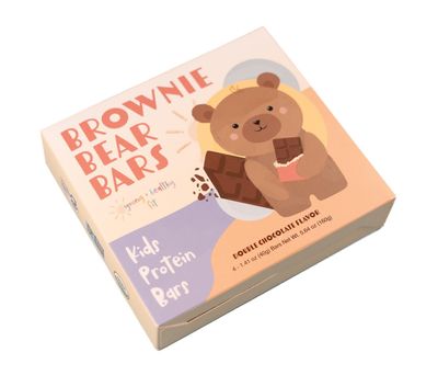 Young  Healthy Fit Protein Bars for Kids, 4 Bars, Chocolate Brownie Bear, Gluten Free Snacks for Kids, 4-5g Protein per Bar, Organic Protein Snack Bars Made with Real Food Ingredients, Non GMO