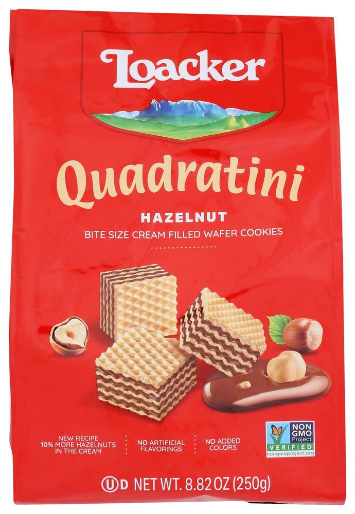 Loacker Quadratini Hazelnut Wafers 8.8 oz each (2 Items Per Order)