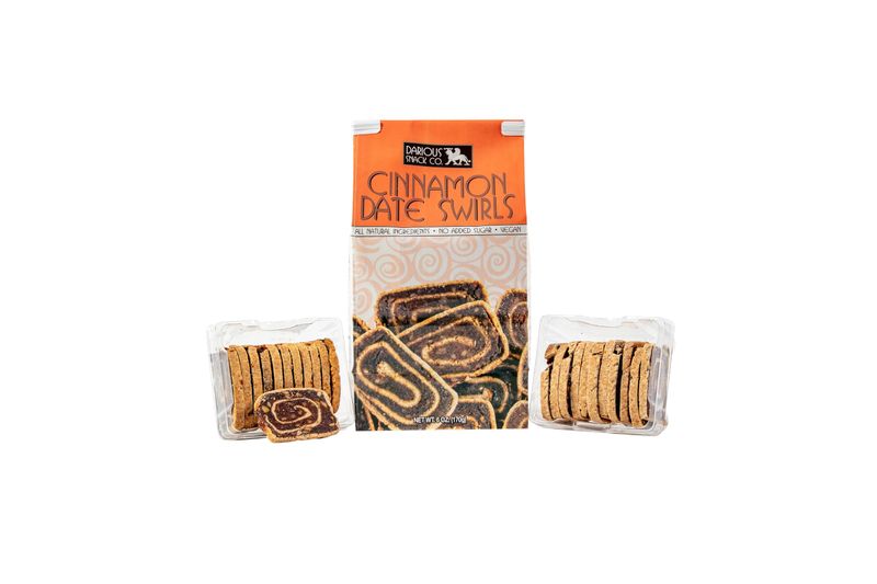 Darious Snack Co VEGAN and PALEO Cinnamon Date Swirls for Delicious BreakFast, Slightly Sweet and Savory Snacks, All Natural Ingredients, Holiday Food Gifts, 3 Pack - 6 oz Each Bag