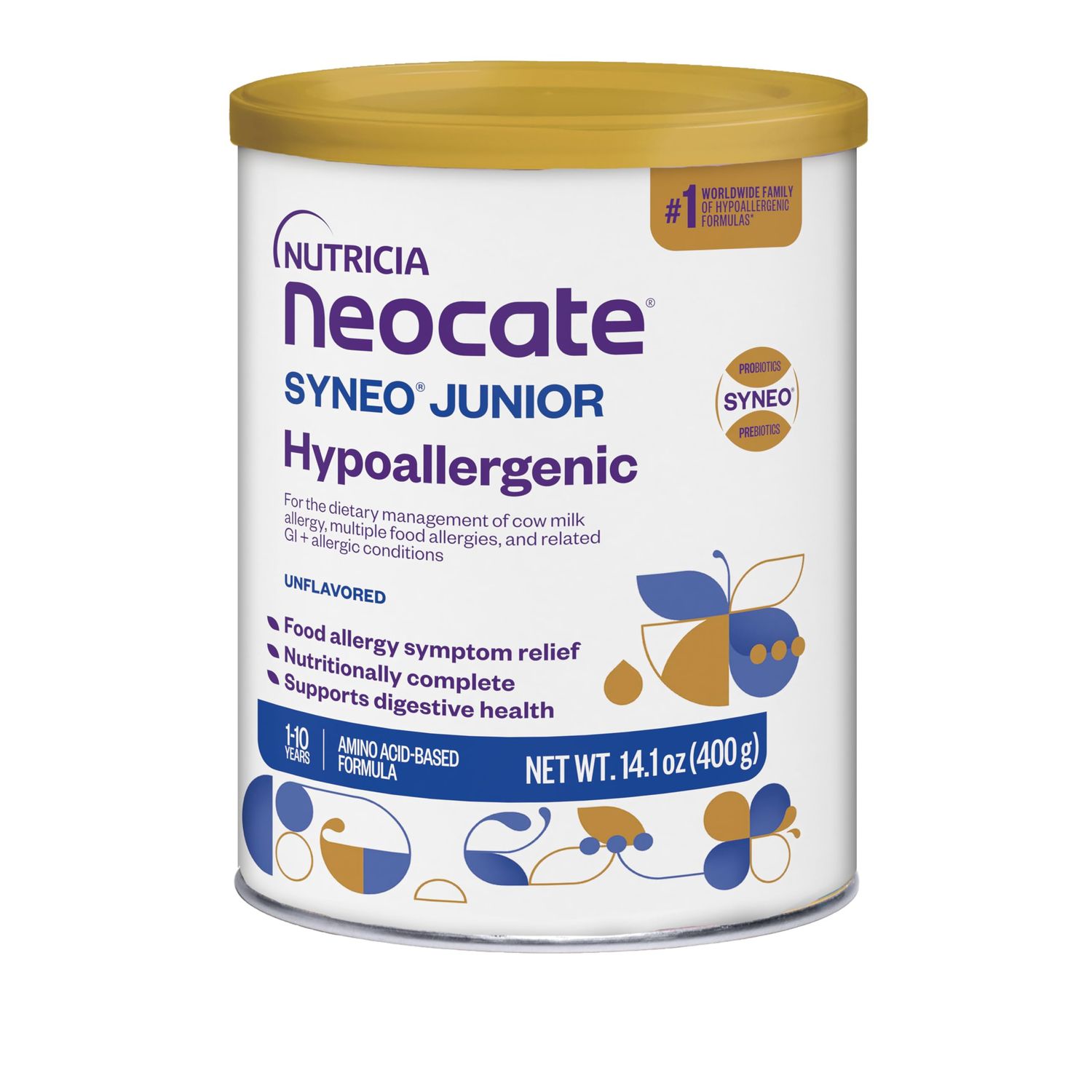 Nutricia Neocate Syneo Junior - Hypoallergenic, Dairy-free, Amino Acid-Based Formula for 1 Years - For Toddlers, Kids &amp; Teens - Powdered Formula - Syneo Junior - 14.1 oz can (Case of 1)