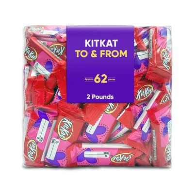 Chocolate Wafer Valentine To &amp; From Bars - 2 Pounds (Approx. 62 Bars), Individually Wrapped Snack Size