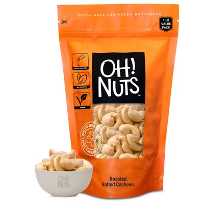 Cashews Roasted Salted  1 lb  Oven Dry Roasted Cashews  Packed in New York Zip-Seal Bag for Exceptional Freshness by Oh Nuts