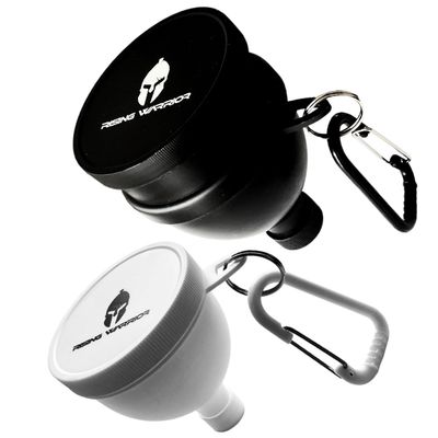 Rising Warrior Small &amp; Large 2-Pack  Portable Protein Powder Water Bottle Funnel  Perfect for Pre-Workout, BCAA&#39;s, and Protein Powder  Keychain Water Bottle Supplement Container to-Go
