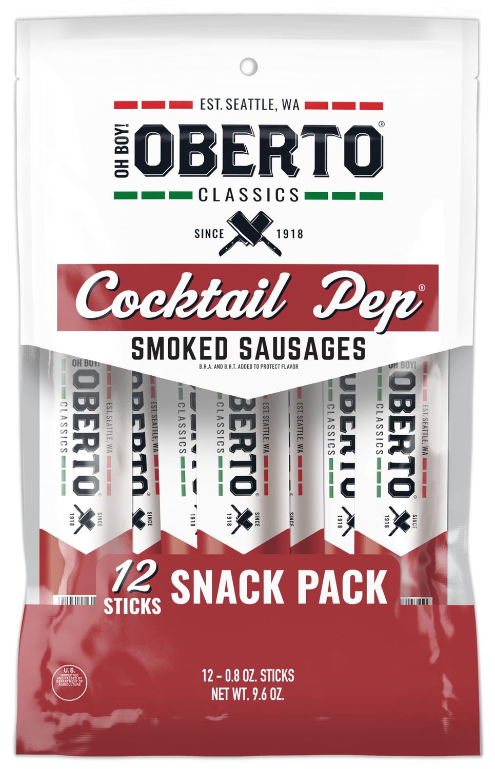 Oh Boy! Oberto Classics Cocktail Pep Smoked Sausages, 0.8 Ounce (Pack of 12)