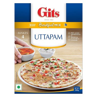 Gits Instant Mix Box - 600gm (Pack of 3 x 200gm)  Ready to Cook Indian Breakfast/Lunch/Dinner/Snack Meal  No Artificial Colors, Flavors, Preservatives, 100% Vegetarian, Easy Recipe (Uttapam)