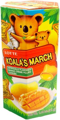 Lotte Koala&#39;s March Cookie with Mango Cream, 1.45 oz (Pack of 6)