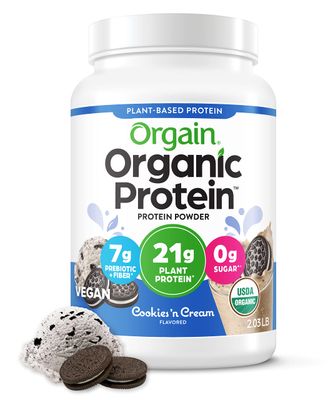 Orgain Organic Vegan Protein Powder, Cookies &#39;n Cream - 21g of Plant Based Protein, Low Net Carbs, Gluten Free, Lactose Free, No Sugar Added, Soy Free, Kosher, Non-GMO, 2.03 Lb