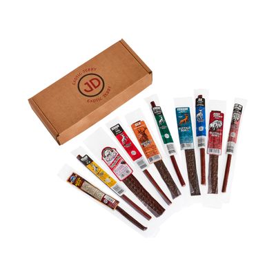 Jerky Dynasty Big Game Mix Jerky Wild Range Variety Pack with Elk, Venison &amp; Buffalo - Unique Farm-Raised Gourmet Jerky Mix, Flavorful Beef Added, Delectable High-Protein Snack (10 Pack)