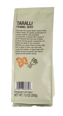 Compagnia Sanremo Taralli with Fennel Seed, 7.0 oz, Pack of 2, Product of Italy, Crunchy Gourmet Snack, Perfect with Cheese, Versatile &amp; Delicious