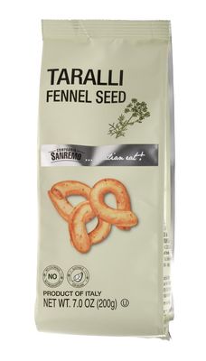 Compagnia Sanremo Taralli with Fennel Seed, 7.0 oz, Pack of 2, Product of Italy, Crunchy Gourmet Snack, Perfect with Cheese, Versatile &amp; Delicious