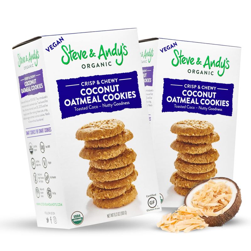 Steve &amp; Andy's Organic and Gluten Free Cookies (Vegan Oatmeal Coconut, 2 Boxes)