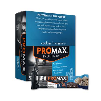Promax Protein Bar, Cookies &#39;n Cream, 20g High Protein, Gluten Free, 12 Count