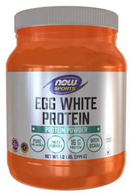 NOW Sports Nutrition, Egg White Protein, 16 g With BCAAs, Unflavored Powder, 1.2-Pound