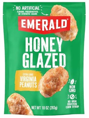 Emerald Nuts Honey Glazed XL Virginia Peanuts (1-Pack)  10 Oz Resealable Bag  Kosher Dairy Certified, Non-GMO, Contains No Artificial Preservatives, Flavors or Synthetic Colors