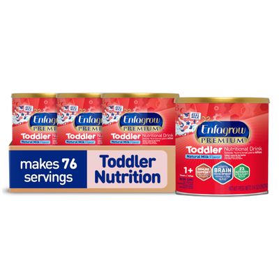 Enfagrow PREMIUM Toddler Nutritional Drink, Natural Milk Flavor, Omega-3 DHA for Brain Support, Prebiotics &amp; Vitamins for Immune Health, Non-GMO, Powder Can, 24 Oz (Pack of 1)