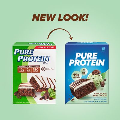 Pure Protein Bars, High Protein, Nutritious Snacks to Support Energy, Low Sugar, Gluten-free, Chocolate Mint Cookie,1.76oz, 6 Pack