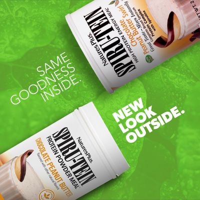Natures Plus SPIRU-TEIN, Chocolate Peanut Butter - 2.3 lbs, Pack of 2 - Plant-Based Protein Powder - Vegetarian, Gluten Free - 68 Total Servings