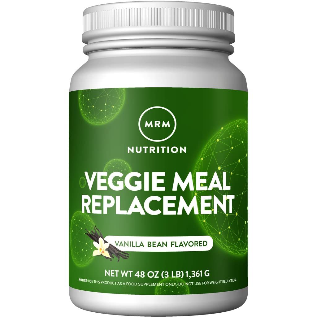 MRM Nutrition Veggie Meal Replacement Protein  Vanilla Bean Flavored  22g complete plant based protein  Meal on-the-go  Mediate hunger  Balanced macronutrient formula  28 servings