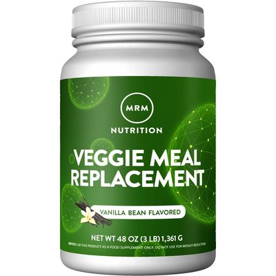 MRM Nutrition Veggie Meal Replacement Protein  Vanilla Bean Flavored  22g complete plant based protein  Meal on-the-go  Mediate hunger  Balanced macronutrient formula  28 servings
