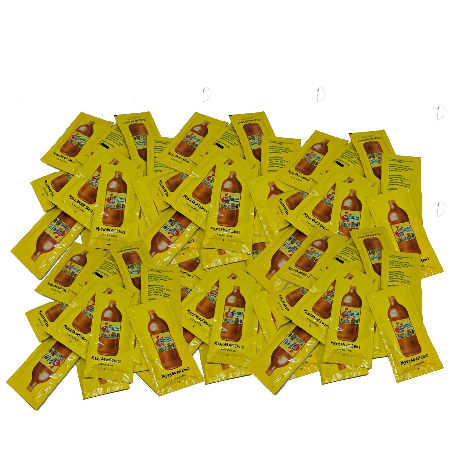 &quot;Valentina Mexican Hot Sauce Picante Salsa Made From Chili Peppers Perfect For Chips Fast Foods Lunch Snacks or More 50 Packets of 0.3 Oz. (8 grams) &quot;