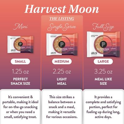 Protein Puck Plant Based Bars Snacks with Vegan Protein 16 Count 2.25 oz Single Serve Gluten Free, Non Dairy, Kosher Certified Non GMO Premium Healthy Bars Harvest Moon