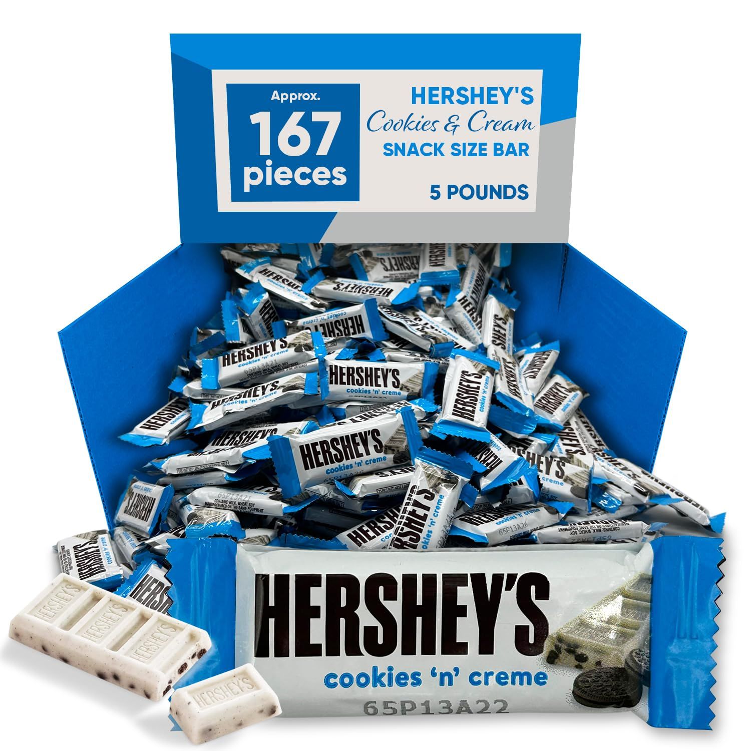 Chocolate Snack Size Bar Cookies and Creme 5 pounds approx 167 pieces of Perfect Holiday Treats for Adults and Kids - Individually Wrapped Bulk Chocolate Candy - Ideal for a sweet and crunchy treat